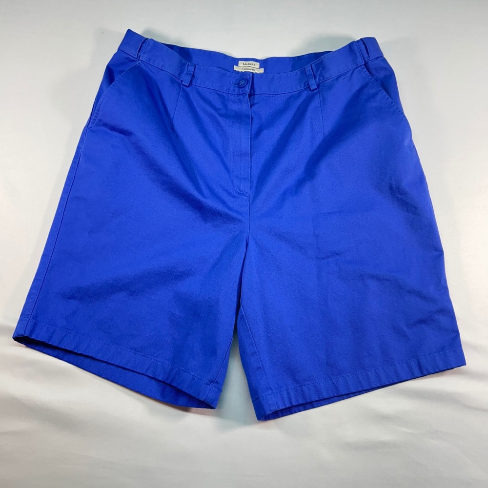 LL Bean Womens Original Fit Blue Cotton Chino Shorts Size 18 Reg 274910 Cobalt
